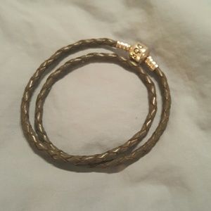 Pandora wrapped leather bracelet